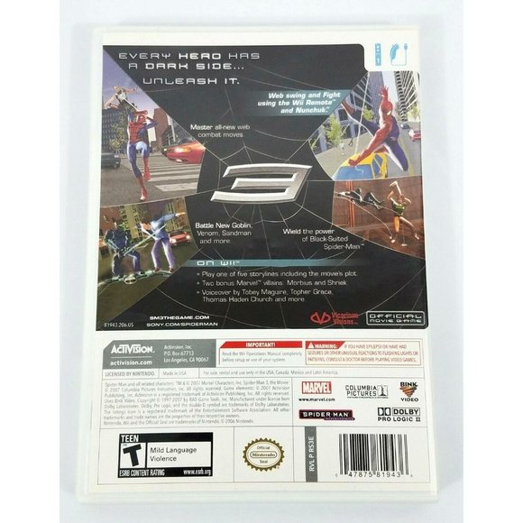 Spider-Man 3 Nintendo Wii Game Complete With Manual Tested - Picture 2 of 4